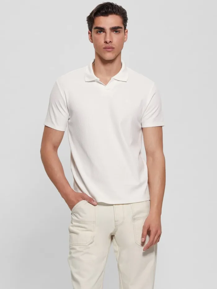 GUESS Shirts Ryker Rib Knit Polo Black 8211 Men