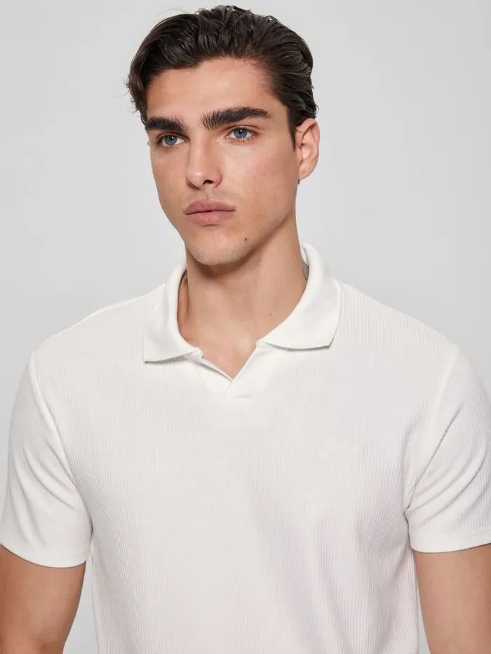 GUESS Shirts Ryker Rib Knit Polo Black 8211 Men
