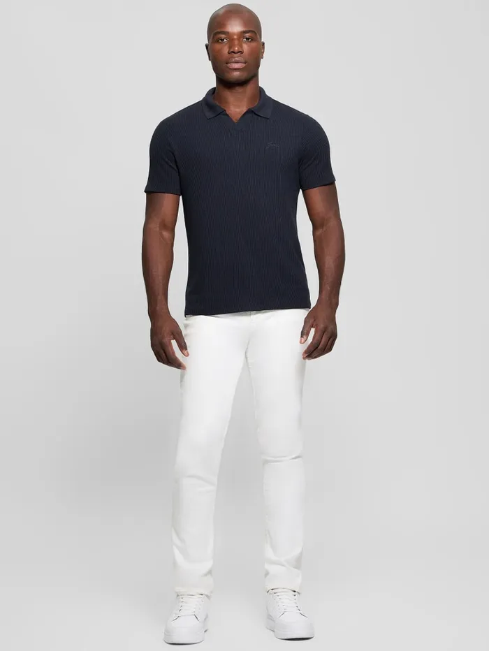 GUESS Shirts Ryker Rib Knit Polo Black 8211 Men