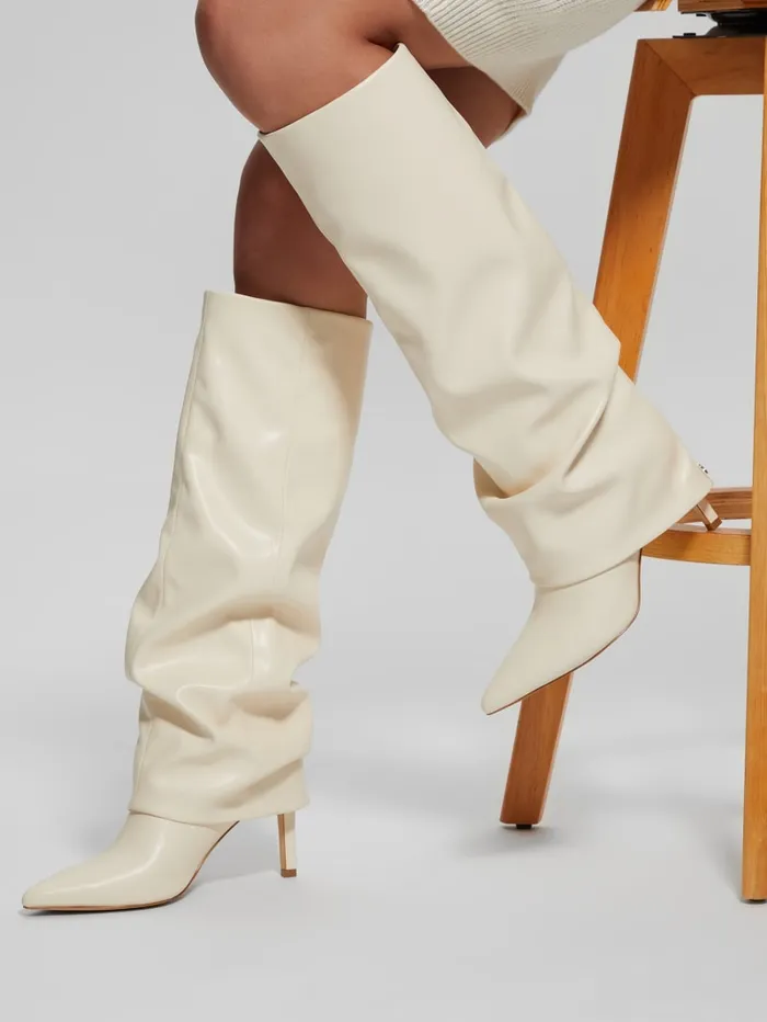 GUESS Shoes Natha FoldOver Boots White 8211 Women