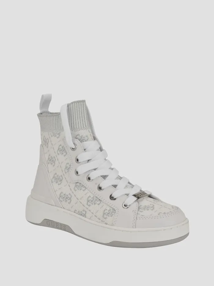 GUESS Shoes Quattro G Knit High Top Sneakers Blackwhite 8211 Women