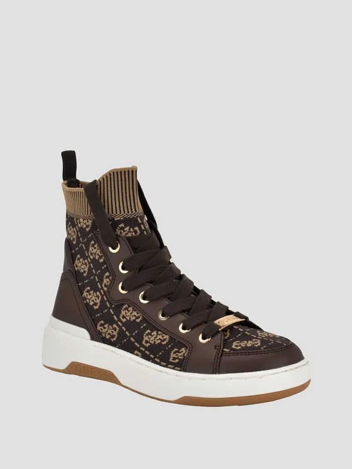 GUESS Shoes Quattro G Knit High Top Sneakers Blackwhite 8211 Women