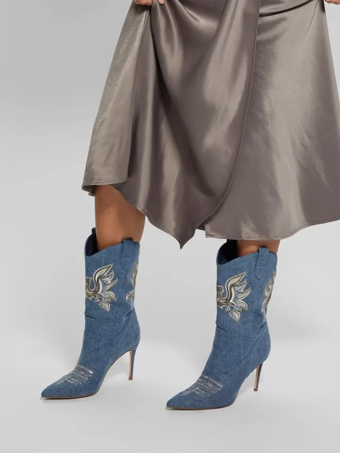 GUESS Shoes Rasima Blue Denim Booties Blue 8211 Women