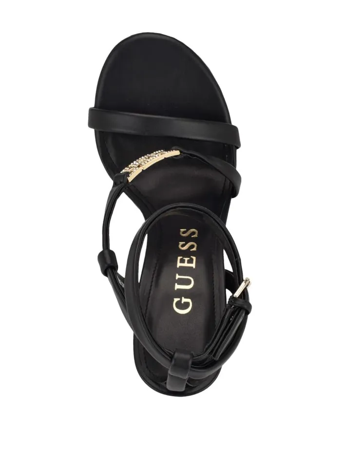 GUESS Shoes Rhinestone Chain Logo Platform Heels Gold 8211 Women