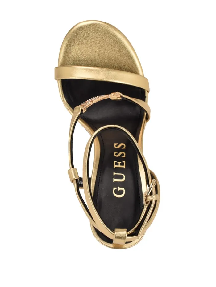 GUESS Shoes Rhinestone Chain Logo Platform Heels Gold 8211 Women