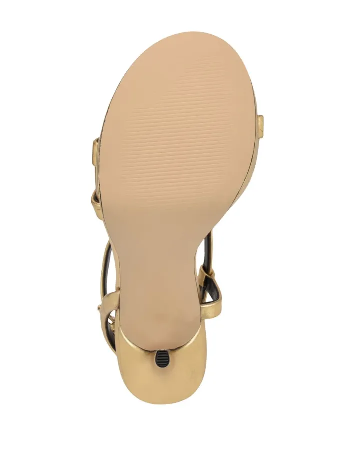 GUESS Shoes Rhinestone Chain Logo Platform Heels Gold 8211 Women