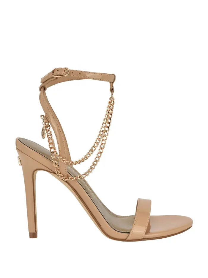 GUESS Shoes Tone Chain Strap Heels Beige 8211 Women