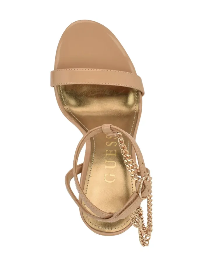 GUESS Shoes Tone Chain Strap Heels Beige 8211 Women