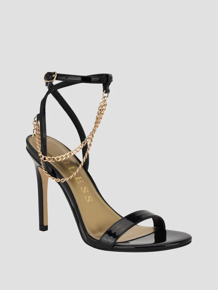 GUESS Shoes Tone Chain Strap Heels Beige 8211 Women
