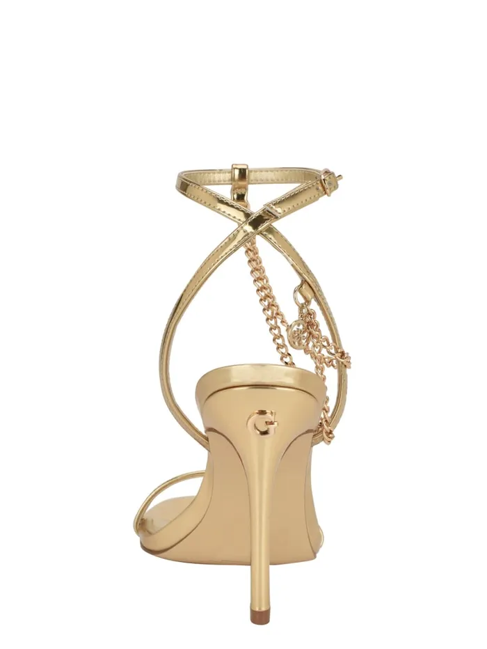 GUESS Shoes Tone Chain Strap Heels Beige 8211 Women