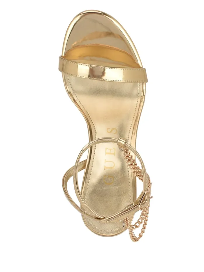 GUESS Shoes Tone Chain Strap Heels Beige 8211 Women