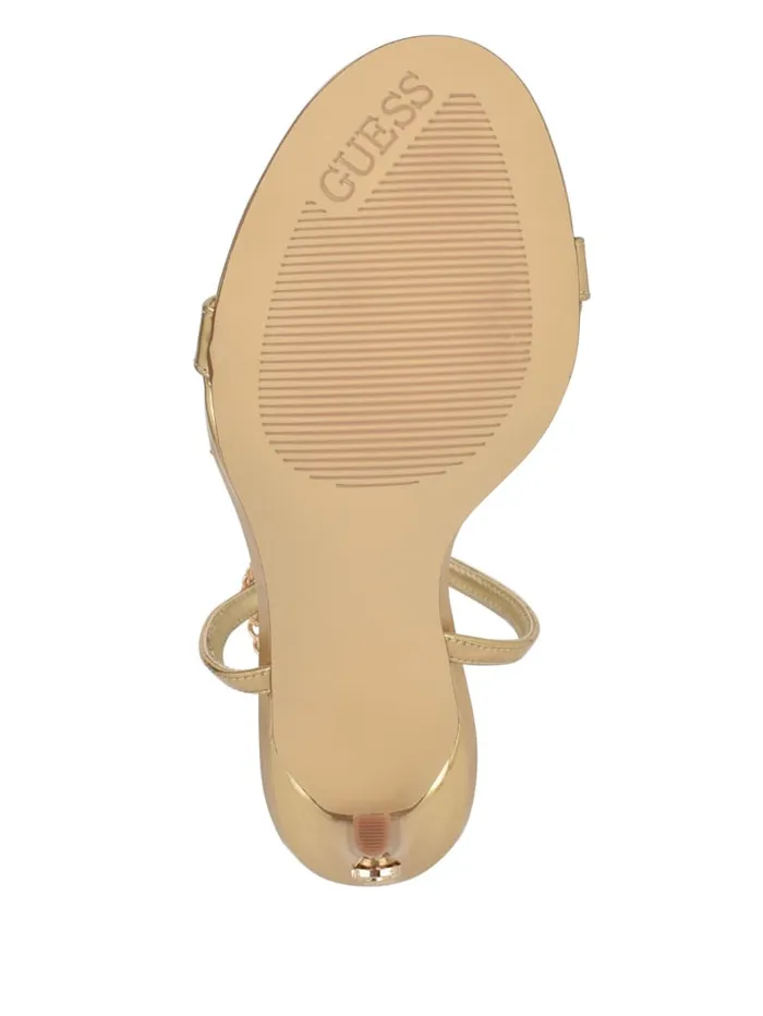 GUESS Shoes Tone Chain Strap Heels Beige 8211 Women