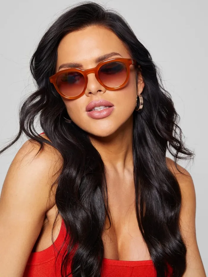 GUESS Sunglasses Oversized Round Plastic Sunglasses Brown 8211 Men