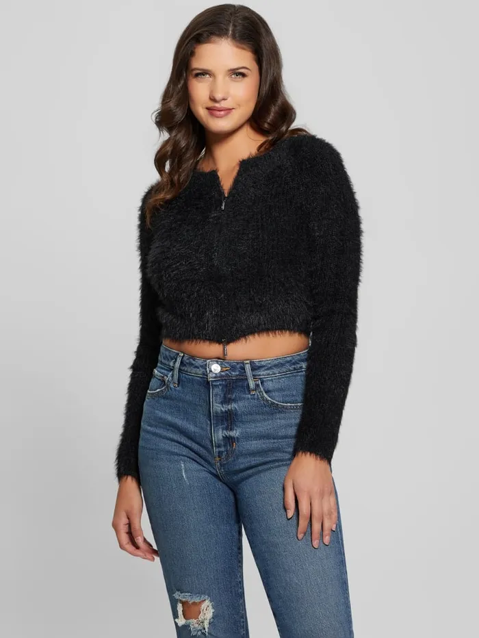 GUESS Sweaters and Knits Avery DualZip Cardigan White 8211 Women