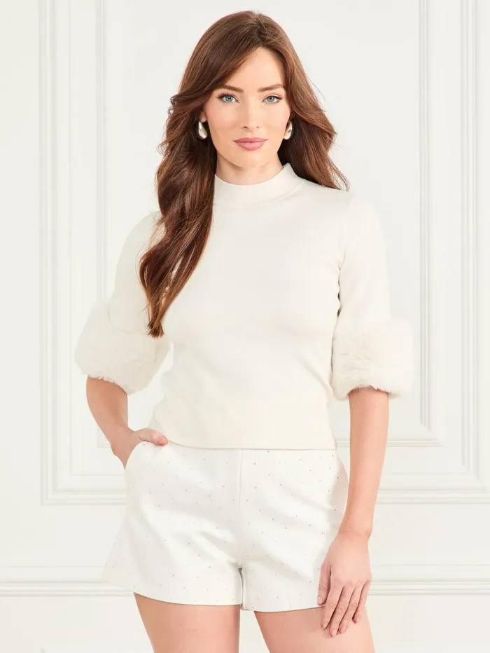 GUESS Sweaters and Knits Festive Sweater Top White 8211 Women