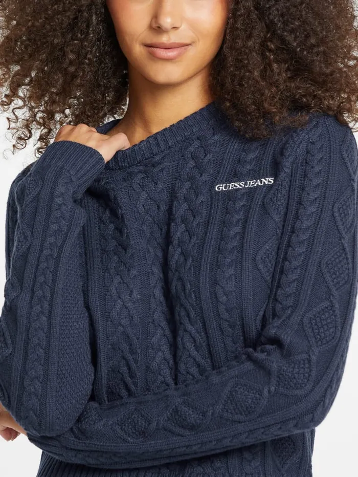 GUESS Sweaters and Knits WoolBlend CableKnit Sweater Blue 8211 Women