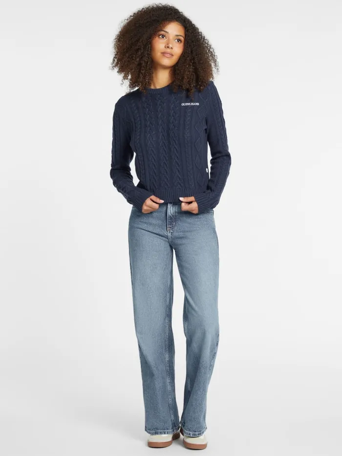 GUESS Sweaters and Knits WoolBlend CableKnit Sweater Blue 8211 Women