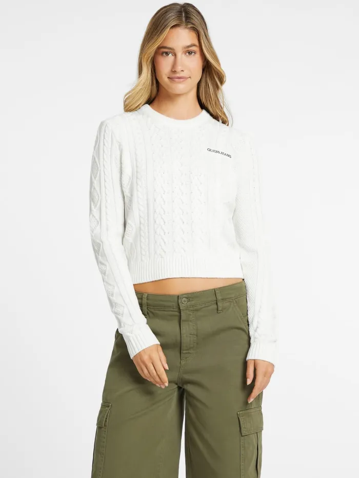GUESS Sweaters and Knits WoolBlend CableKnit Sweater Blue 8211 Women