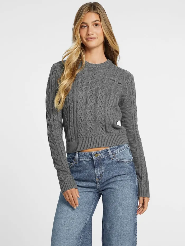 GUESS Sweaters and Knits WoolBlend CableKnit Sweater Blue 8211 Women