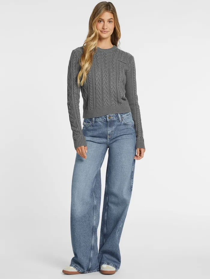 GUESS Sweaters and Knits WoolBlend CableKnit Sweater Blue 8211 Women