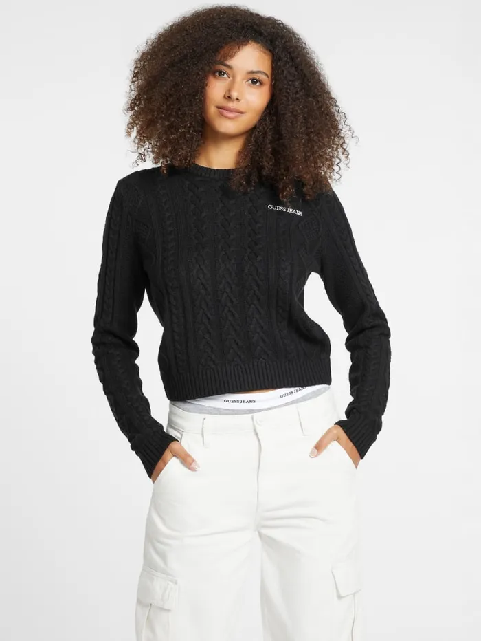 GUESS Sweaters and Knits WoolBlend CableKnit Sweater Blue 8211 Women