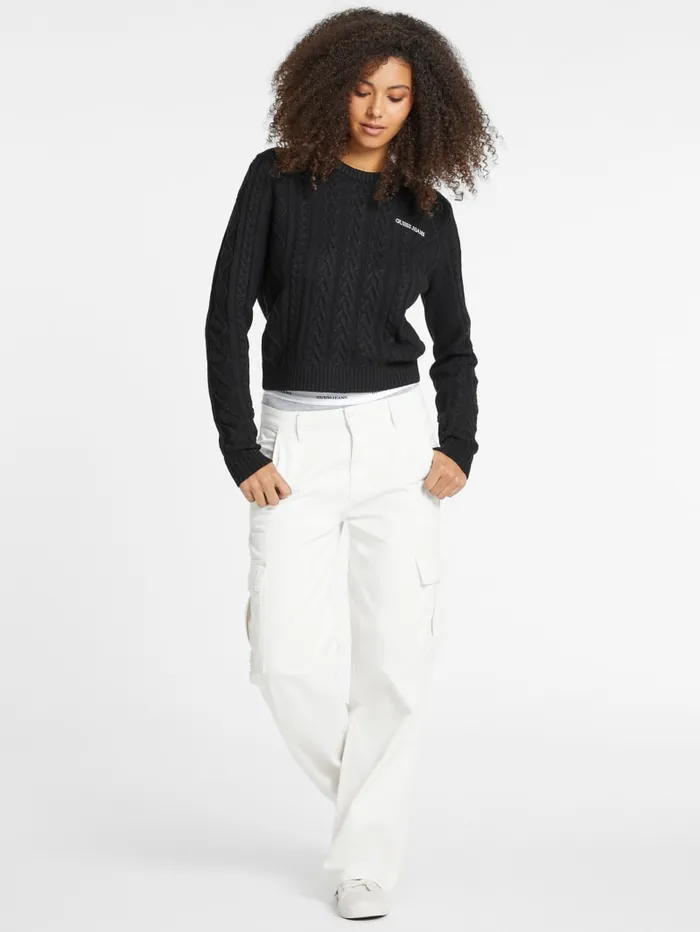 GUESS Sweaters and Knits WoolBlend CableKnit Sweater Blue 8211 Women