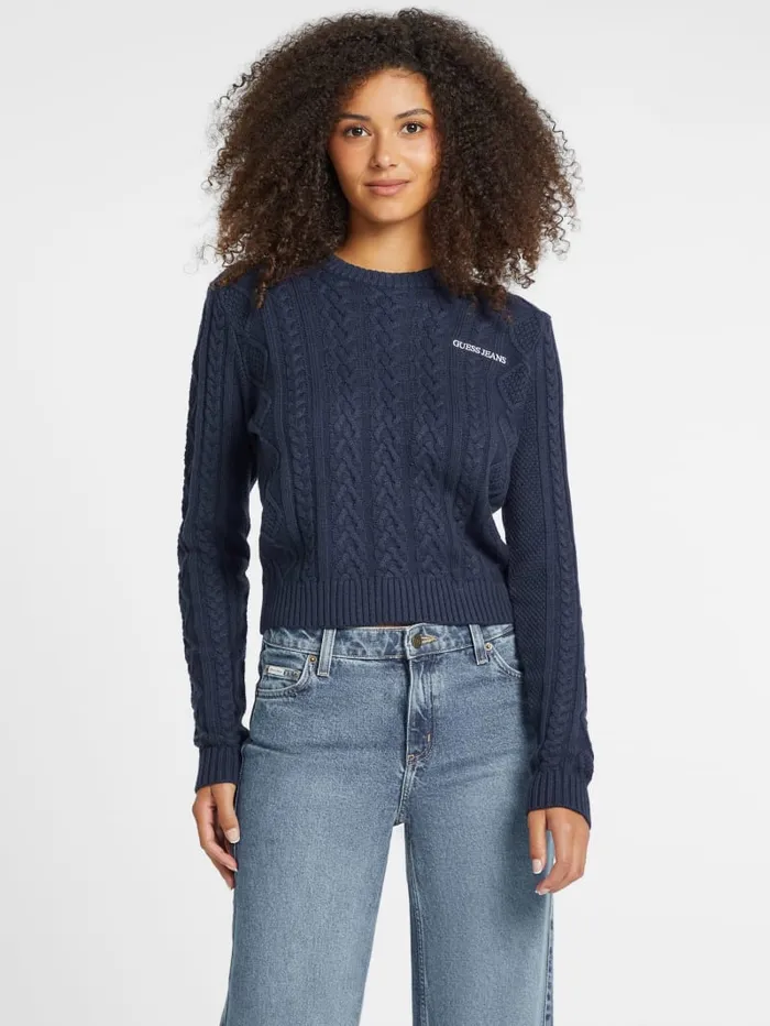 GUESS Sweaters and Knits WoolBlend CableKnit Sweater Blue 8211 Women