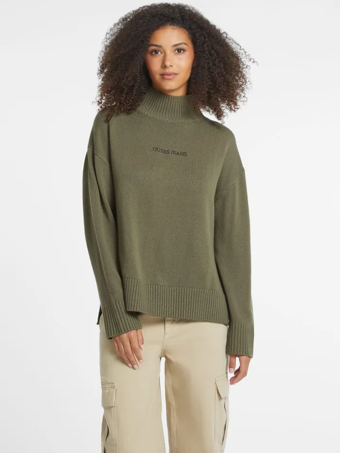 GUESS Sweaters and Knits WoolBlend Turtleneck Logo Sweater Black 8211 Women