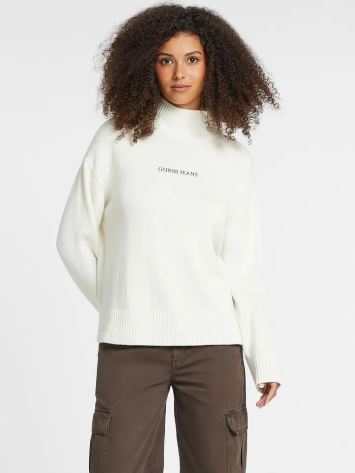 GUESS Sweaters and Knits WoolBlend Turtleneck Logo Sweater Black 8211 Women