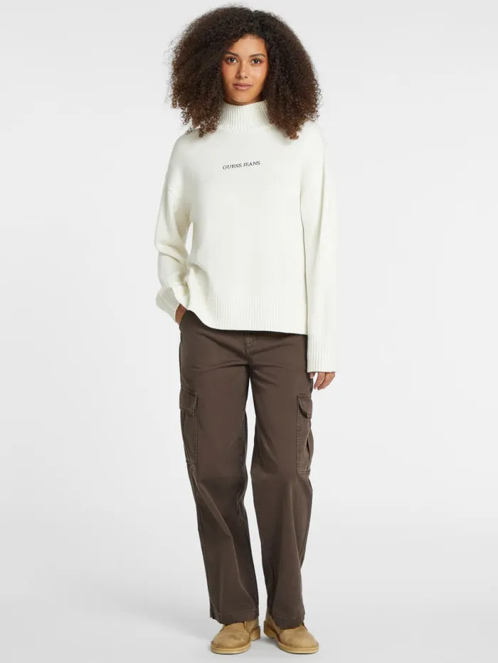 GUESS Sweaters and Knits WoolBlend Turtleneck Logo Sweater Black 8211 Women