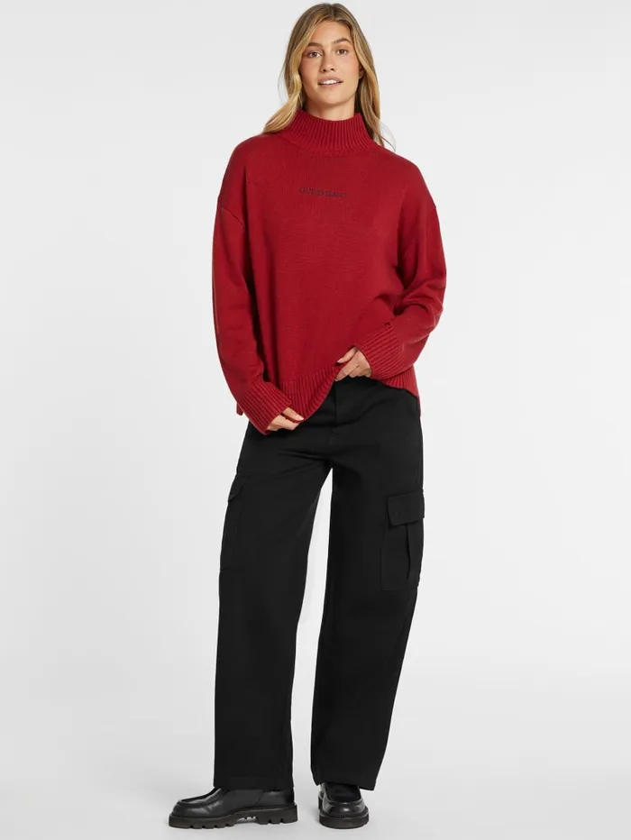 GUESS Sweaters and Knits WoolBlend Turtleneck Logo Sweater Black 8211 Women