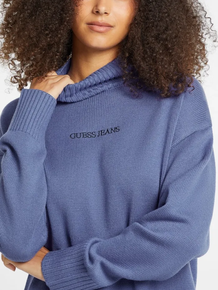 GUESS Sweaters and Knits WoolBlend Turtleneck Logo Sweater Black 8211 Women