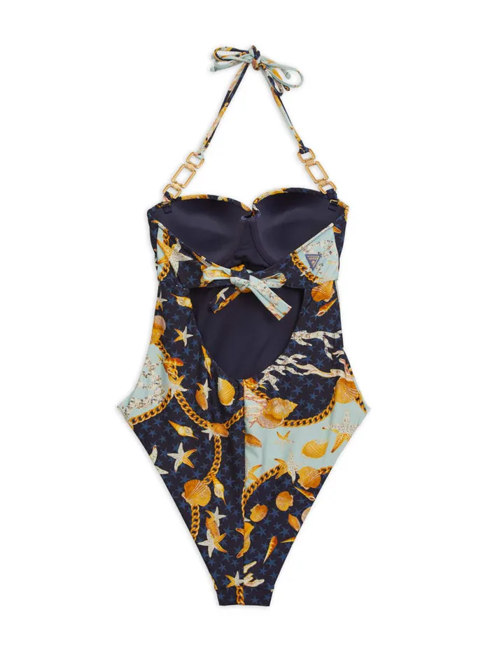 GUESS Swimwear OnePiece Padded Bandeau Swimsuit Blue 8211 Women