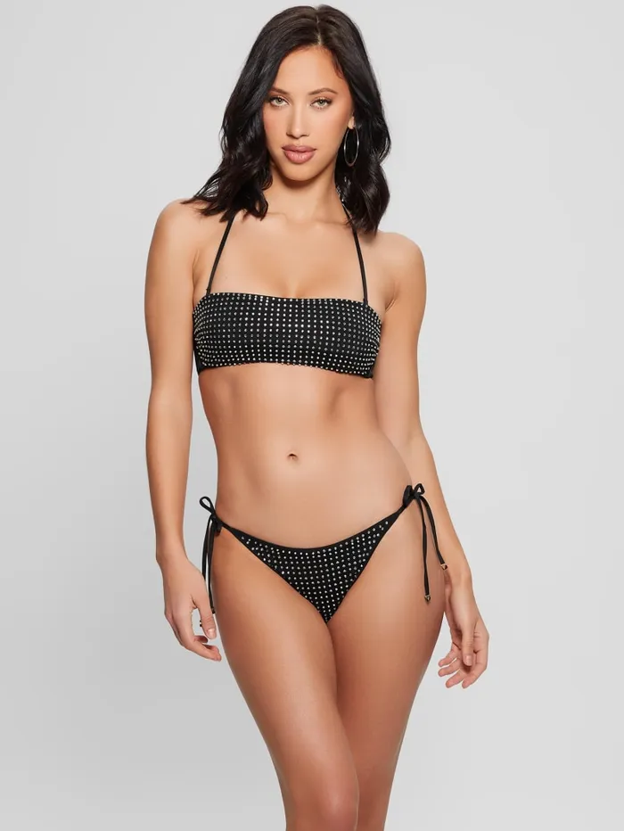GUESS Swimwear Rhinestone String Bikini Bottoms Pink 8211 Women