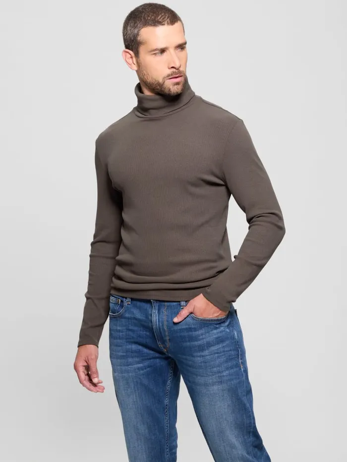 GUESS T Shirts and Tanks Mateo Turtleneck Tee Brown 8211 Men