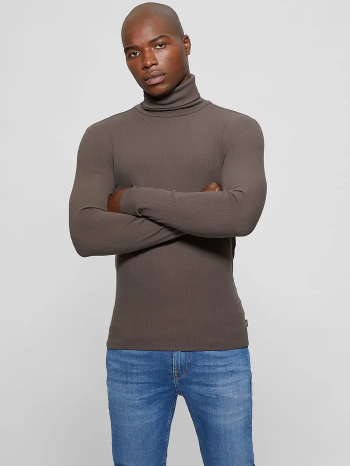 GUESS T Shirts and Tanks Mateo Turtleneck Tee Brown 8211 Men
