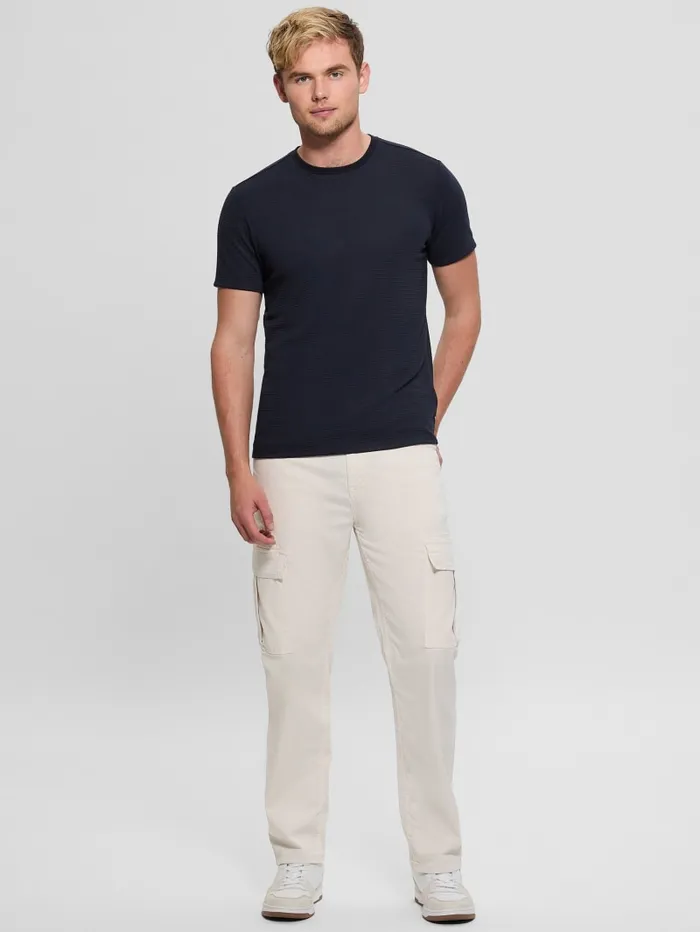 GUESS T Shirts and Tanks Textured Stripe Tee Blue 8211 Men