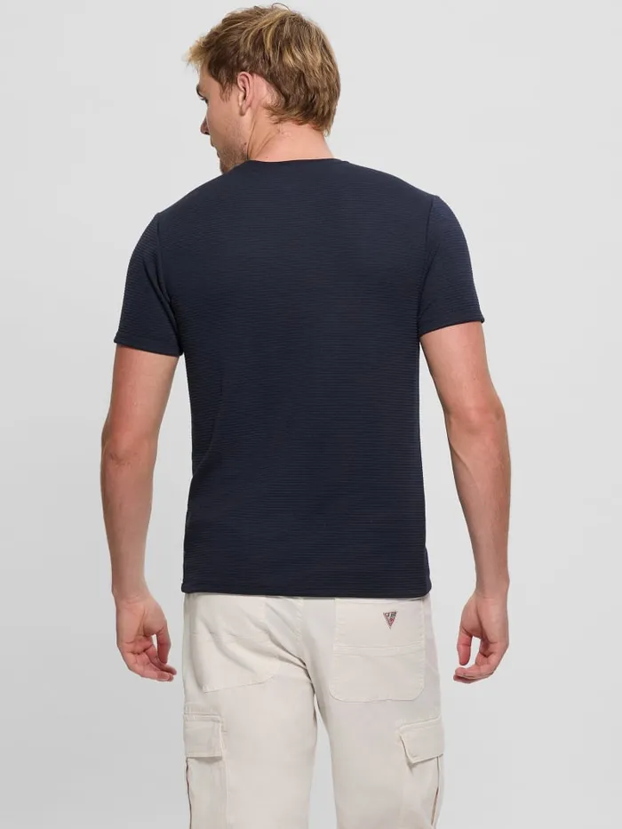 GUESS T Shirts and Tanks Textured Stripe Tee Blue 8211 Men