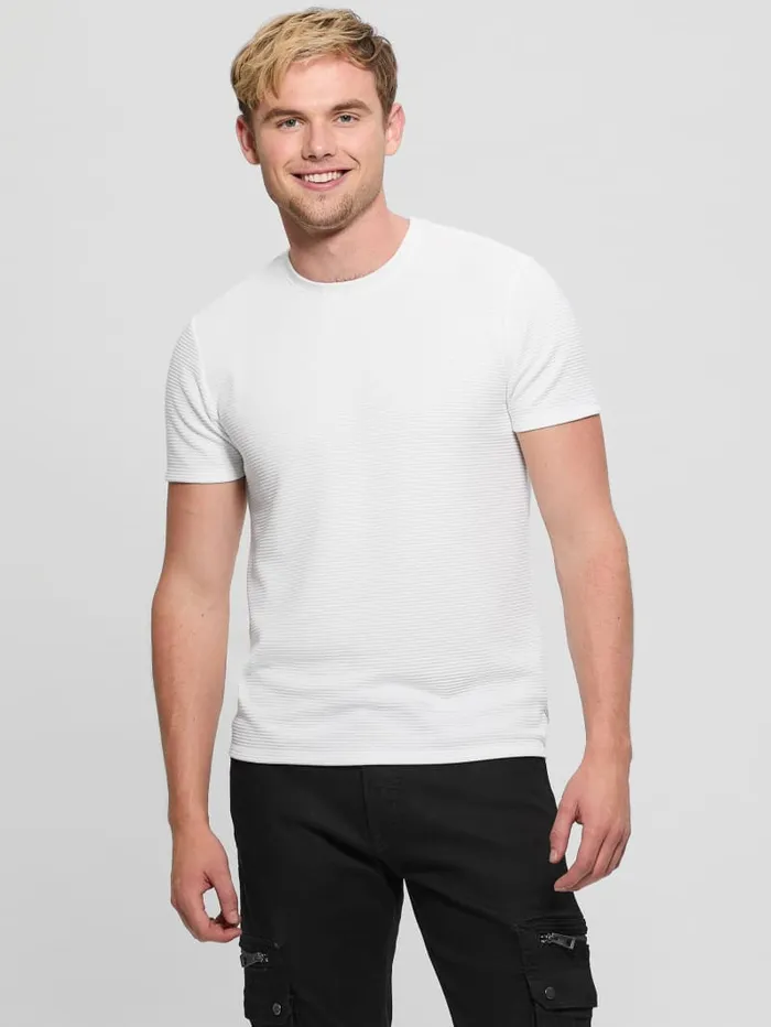 GUESS T Shirts and Tanks Textured Stripe Tee Blue 8211 Men