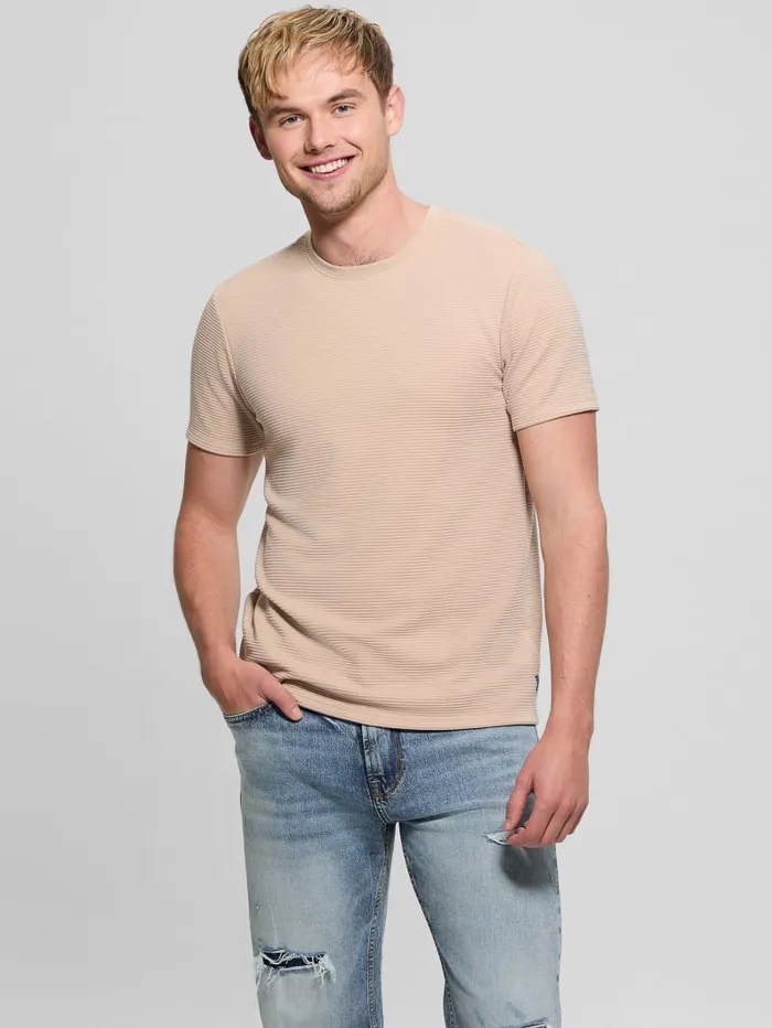 GUESS T Shirts and Tanks Textured Stripe Tee Blue 8211 Men