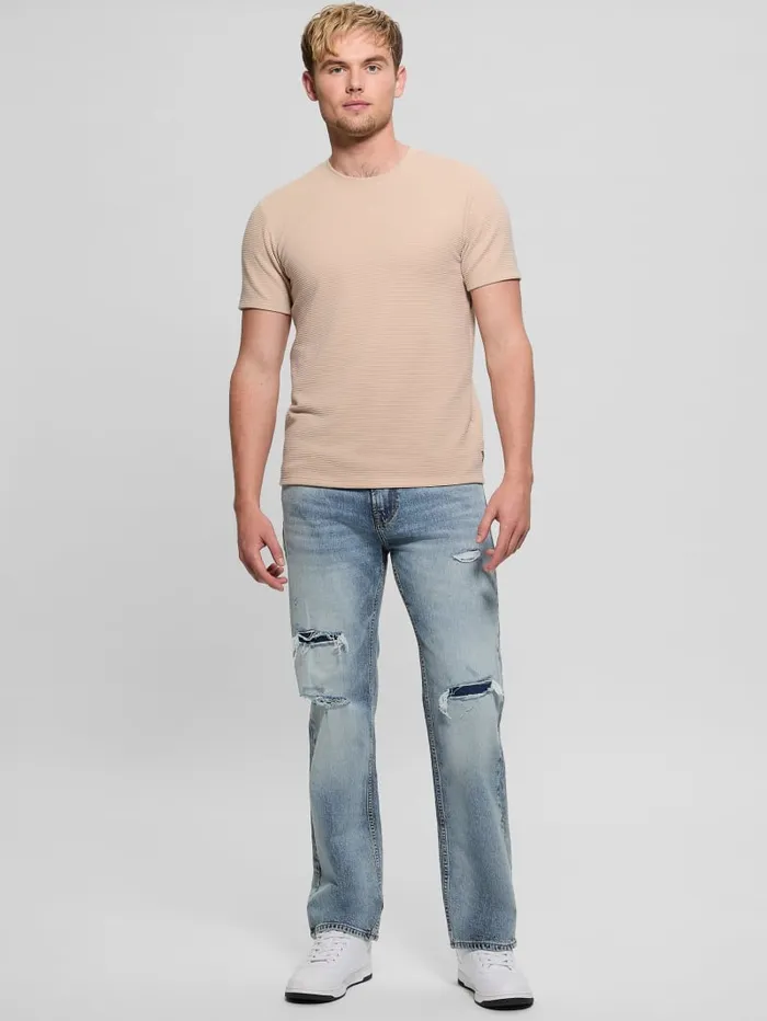 GUESS T Shirts and Tanks Textured Stripe Tee Blue 8211 Men