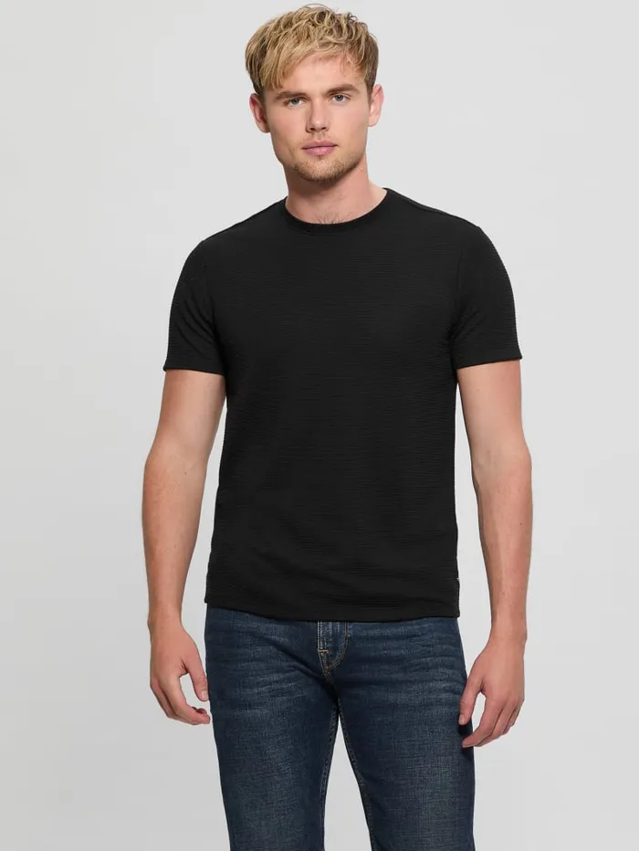 GUESS T Shirts and Tanks Textured Stripe Tee Blue 8211 Men