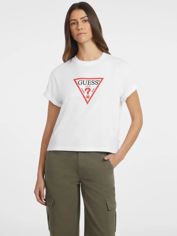 GUESS Tops Boxy Iconic Tee White 8211 Women