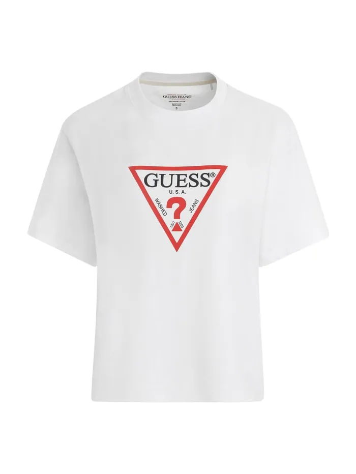 GUESS Tops Boxy Iconic Tee White 8211 Women