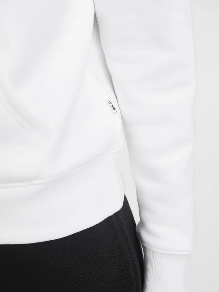 GUESS Tops Chenille Logo Patch ZipUp Sweatshirt White 8211 Women