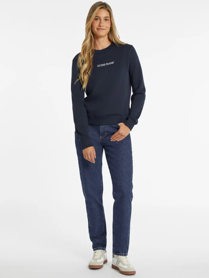GUESS Tops Embroidered Logo Sweatshirt Blue 8211 Women