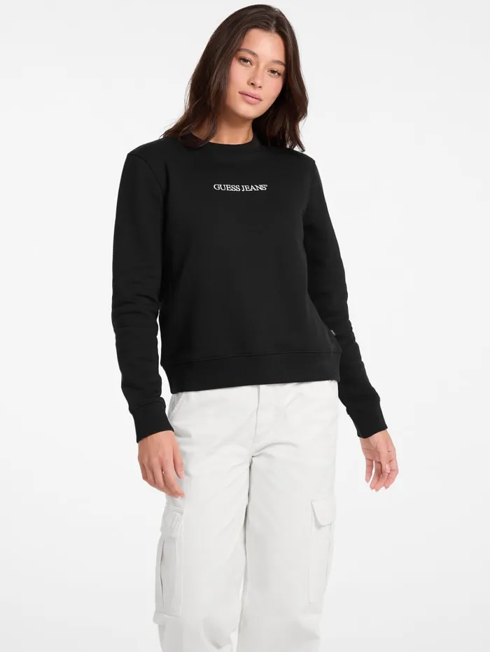 GUESS Tops Embroidered Logo Sweatshirt Blue 8211 Women