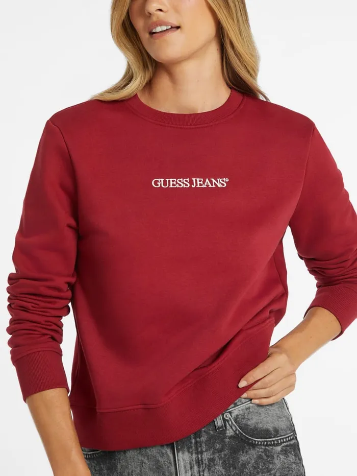 GUESS Tops Embroidered Logo Sweatshirt Blue 8211 Women