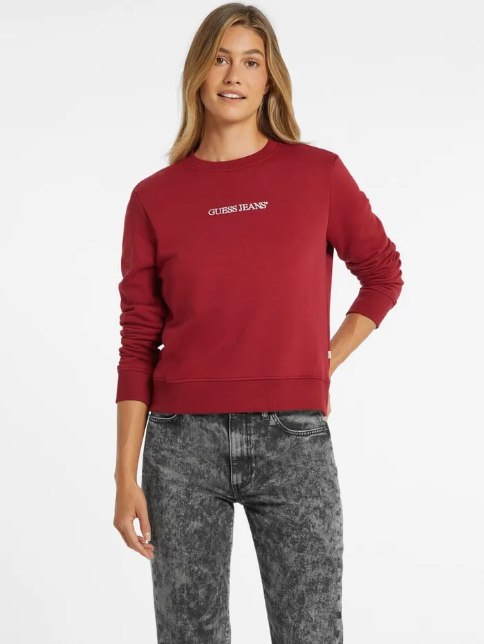 GUESS Tops Embroidered Logo Sweatshirt Blue 8211 Women