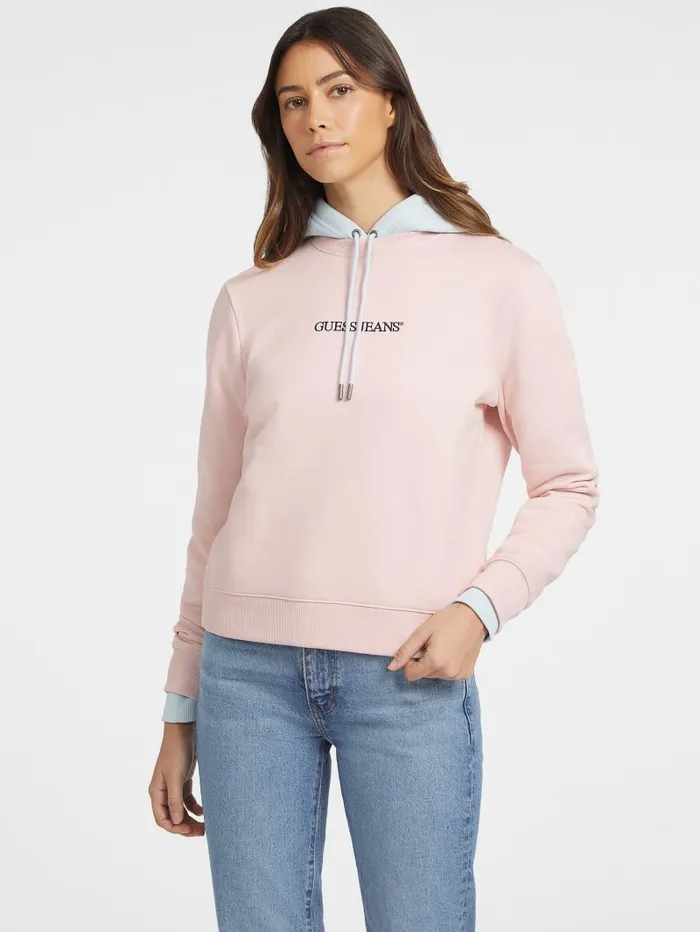 GUESS Tops Embroidered Logo Sweatshirt Blue 8211 Women